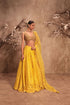 Nazakat yellow heavy mirror work sleeveless lehenga set