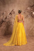 Nazakat yellow heavy mirror work sleeveless lehenga set
