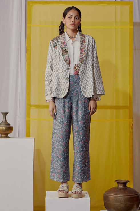 Nazm blue embroidered blazer
