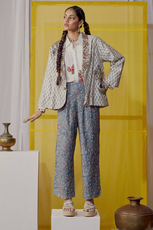 Nazm blue embroidered blazer