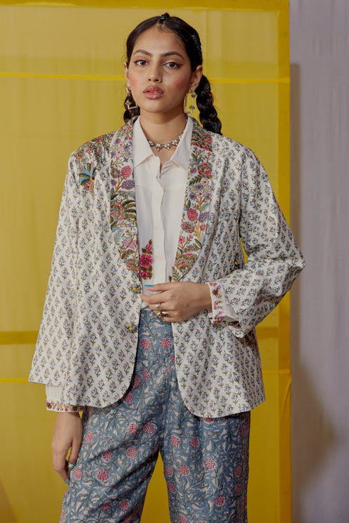 Nazm blue embroidered blazer