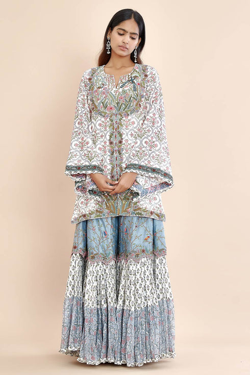 Nazm blue embroidered short kurta