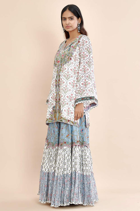 Nazm blue embroidered short kurta