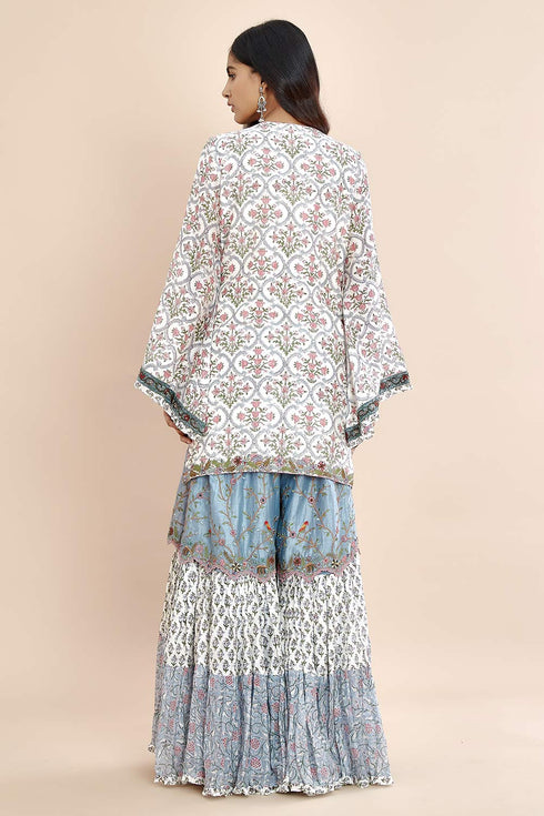 Nazm blue embroidered short kurta