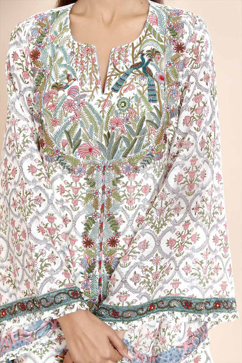 Nazm blue embroidered short kurta