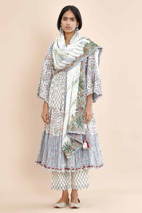 Nazm blue hand block printed pants