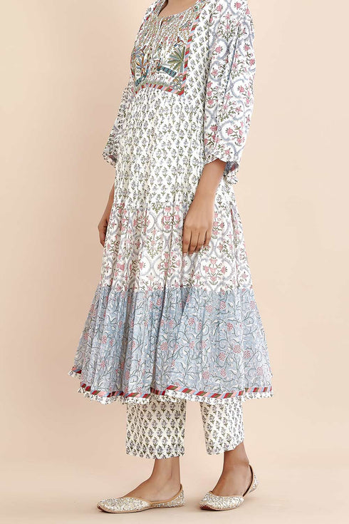 Nazm blue hand block printed pants