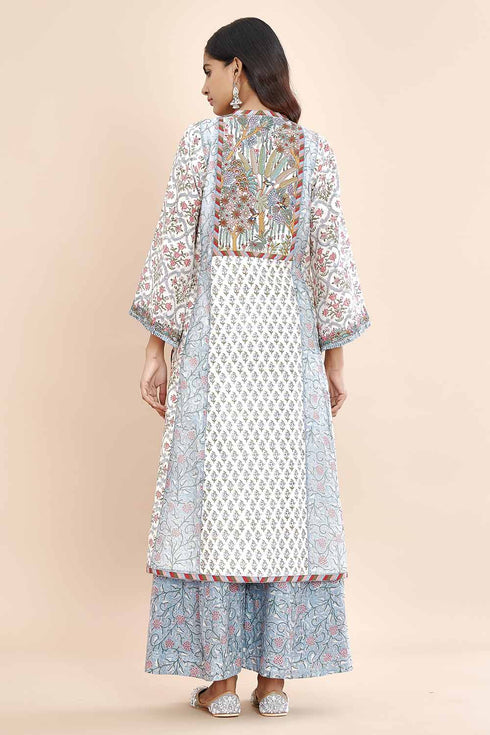 Nazm blue paneled kurta