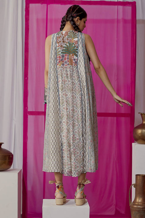 Nazm blue paneled maxi dress