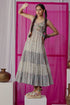 Nazm blue triple tiered maxi dress