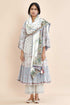 Nazm blue yoke embroidered tiered dress