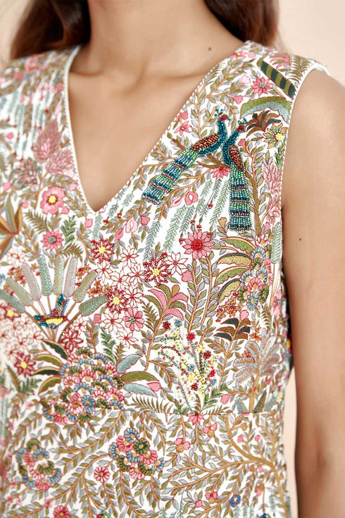 Nazm pink embroidered sheath mini dress