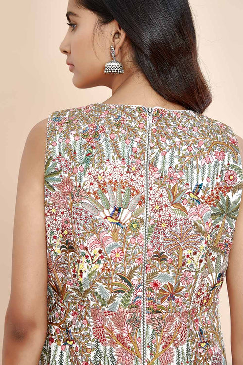 Nazm pink embroidered sheath mini dress