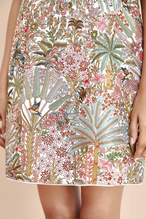 Nazm pink embroidered sheath mini dress