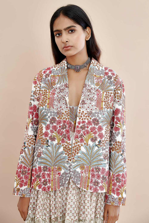 Nazm pink heavy embroidered blazer