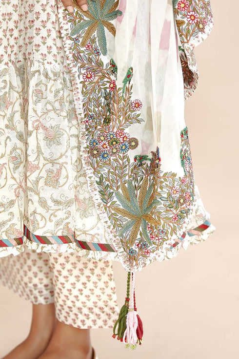 Nazm pink heavy embroidered leheriya dupatta