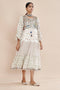 Nazm pink hevy yoke triple tiered dress