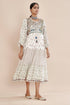 Nazm pink hevy yoke triple tiered dress