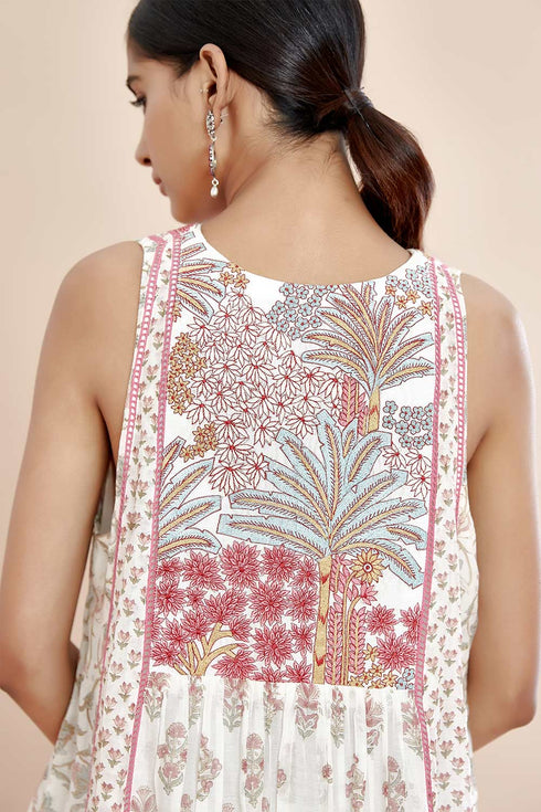 Nazm pink paneled maxi dress