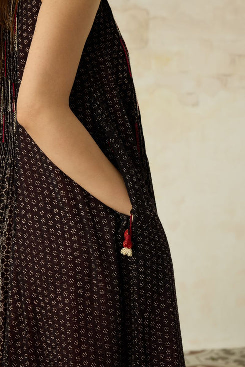 Nitya black pintuck dress