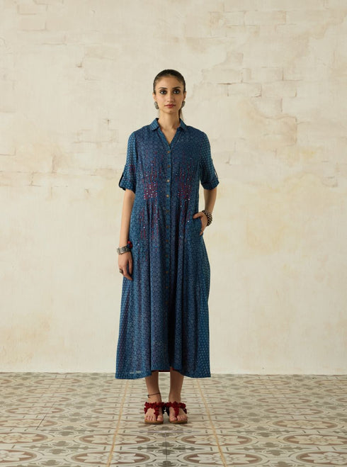 Nitya blue collared dress