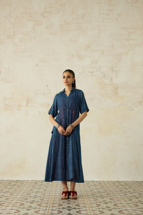 Nitya blue collared dress