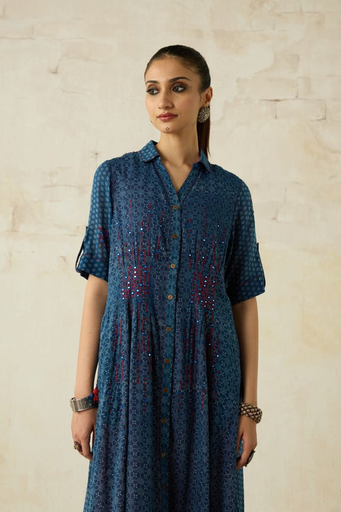 Nitya blue collared dress