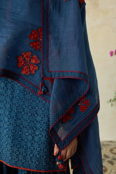 Nitya blue embroidered stole