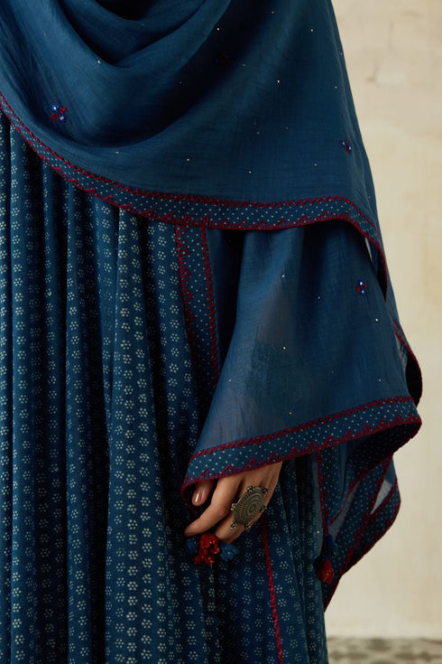 Nitya blue mukaish stole