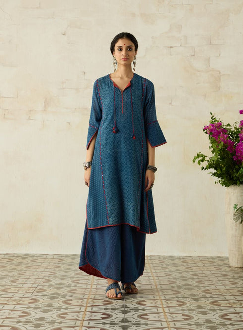 Nitya blue phiran kurta