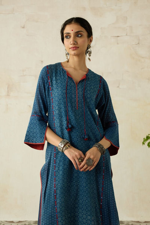Nitya blue phiran kurta