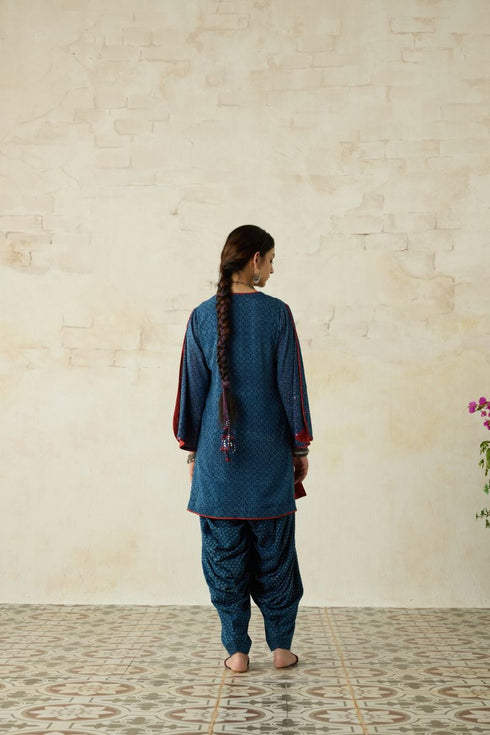 Nitya blue short kurta