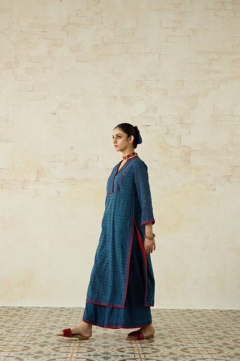Nitya blue yoke kurta