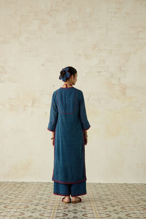 Nitya blue yoke kurta