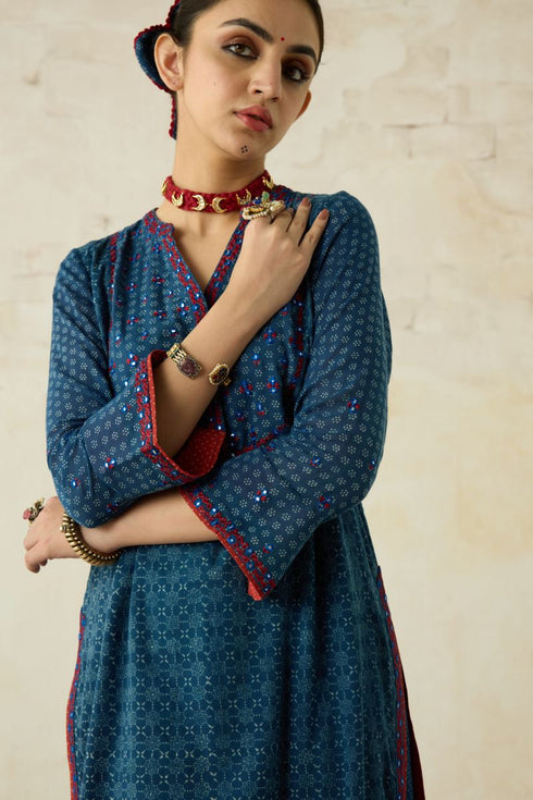 Nitya blue yoke kurta