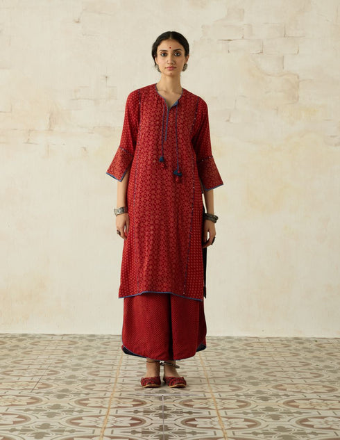 Nitya red phiran kurta