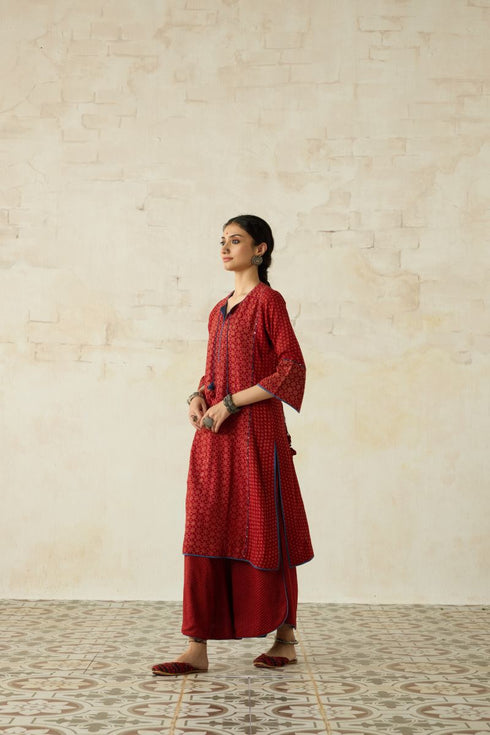 Nitya red phiran kurta