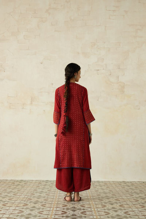 Nitya red phiran kurta