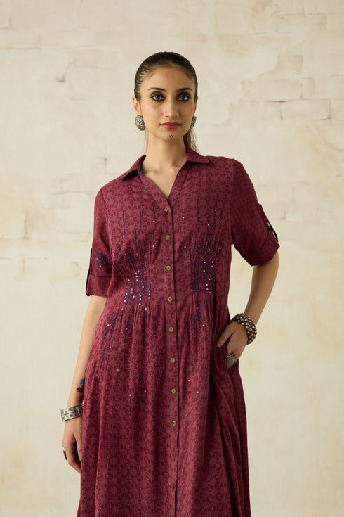 Nitya vintage pink collared dress