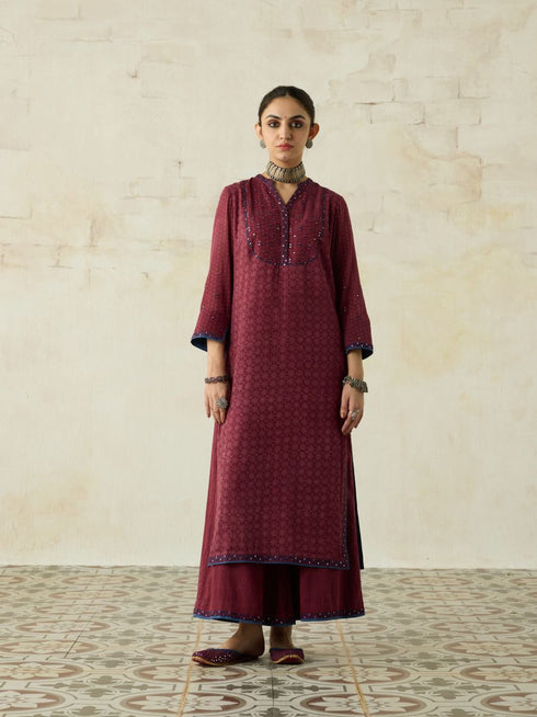Nitya vintage pink yoke kurta