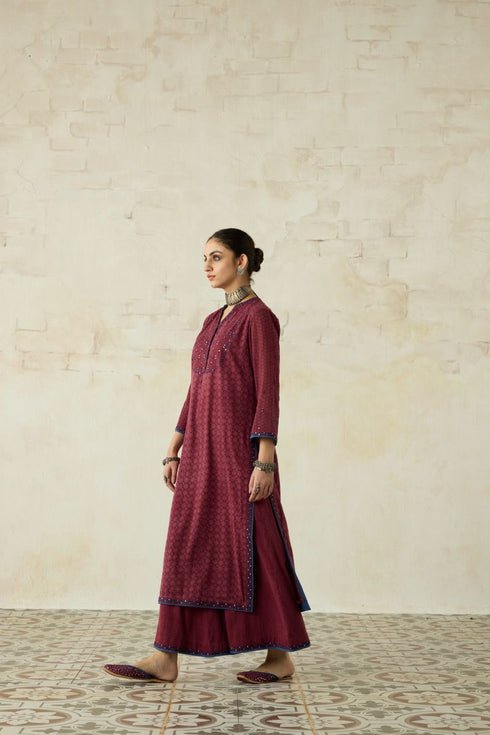 Nitya vintage pink yoke kurta