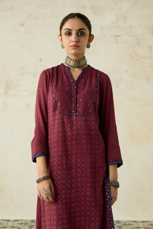 Nitya vintage pink yoke kurta