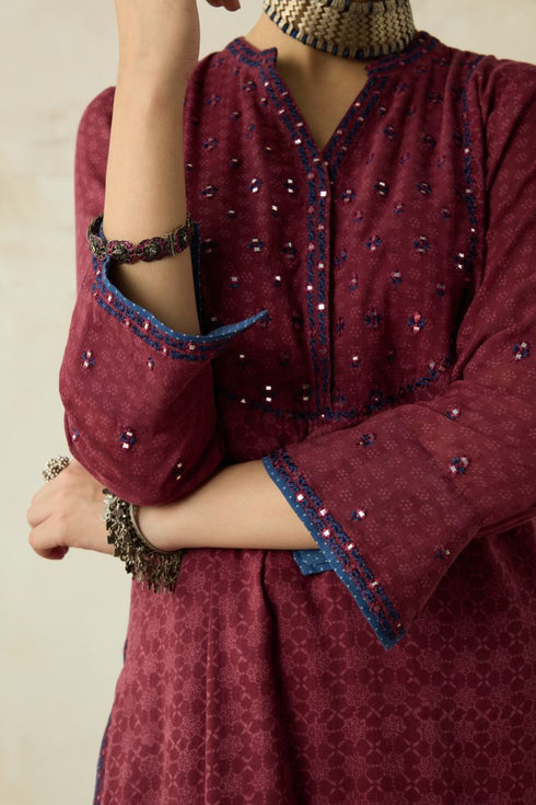 Nitya vintage pink yoke kurta
