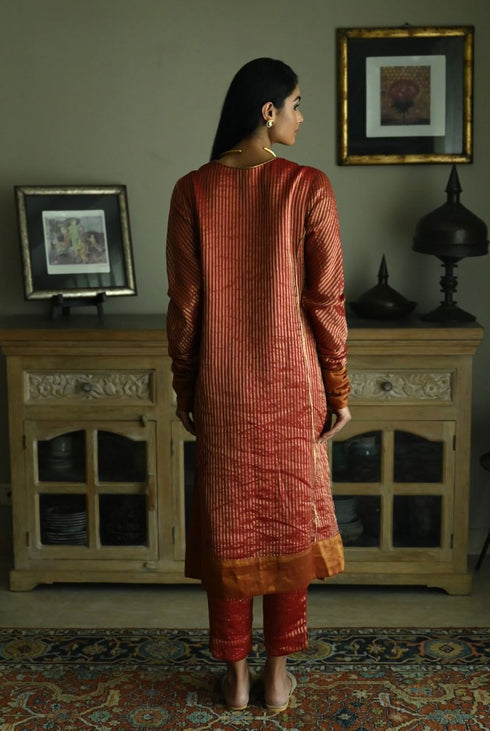Noor anu red stripes kurta with pants