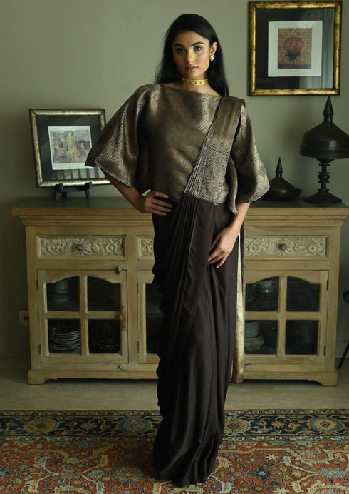 Noor brown ready-to-wear sari