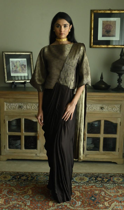 Noor brown ready-to-wear sari