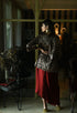 Noor brown shruti kurta with red cowl skirt
