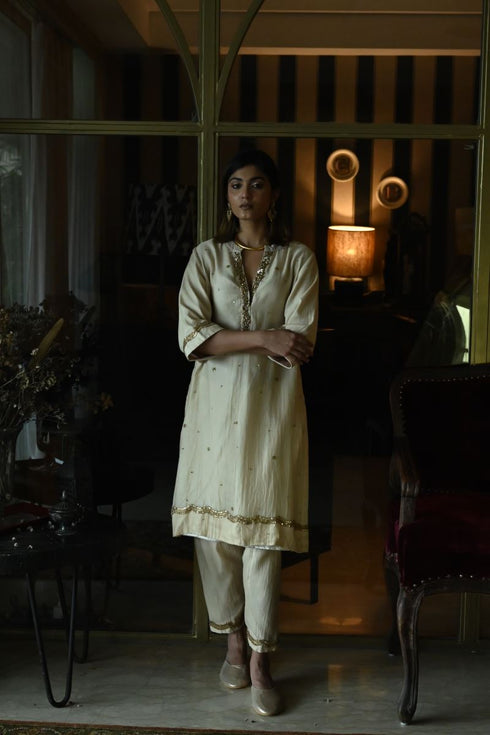 Noor ivory chitkan kurta with salwar