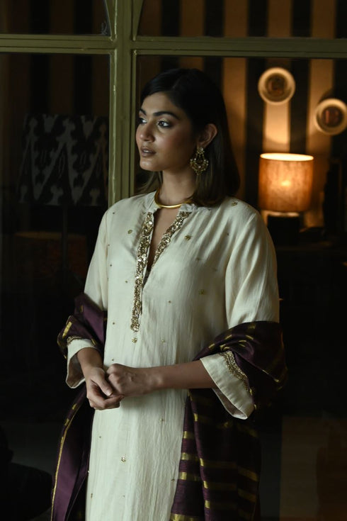 Noor ivory chitkan kurta with salwar