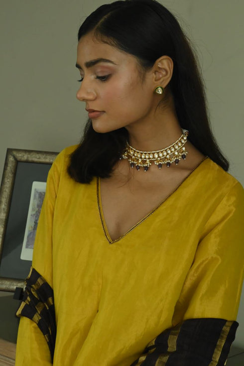 Noor ochre zeenat kurta with brown palazzo